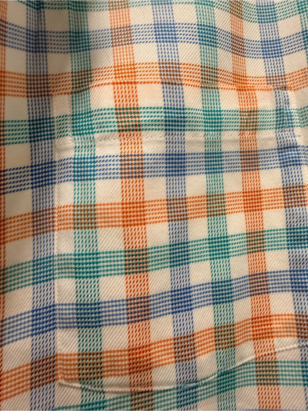 Johnston & Murphy Men’s Orange & Blue Check Button-Up Shirt - Picture 7 of 7
